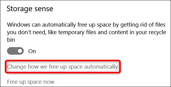 Cambiar la forma en que Windows libera espacio