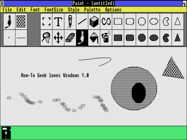 Un dibujo gráfico en "Paint" en Windows 1.0. 