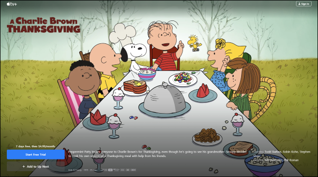Un Día de Acción de Gracias de Charlie Brown en Apple TV +