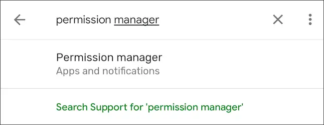 Buscar administrador de permisos en la configuración de Android