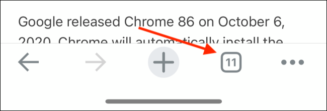 Toque el botón de pestañas en Chrome