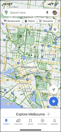 Mapa de ciclismo de Google Maps