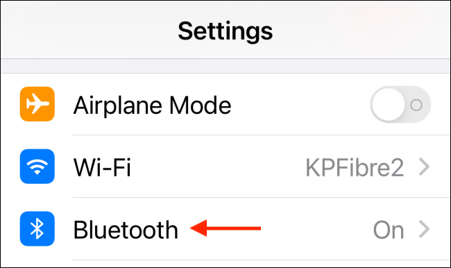 Seleccione Bluetooth en la configuración