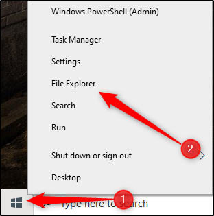 Haga clic con el botón derecho en el botón Inicio y luego haga clic en "Explorador de archivos".