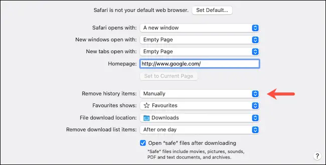 Configuración general de MacOS Safari