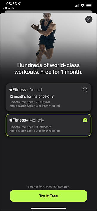 fitness + pantalla de suscripción