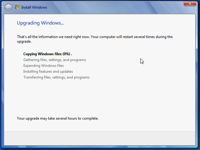 Windows 7 se está actualizando bien