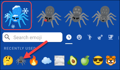 Seleccione el segundo emoji y su combinación personalizada aparecerá en la parte superior izquierda.