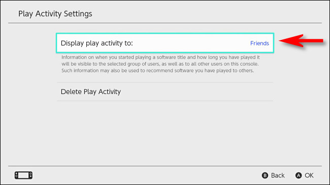 En la configuración de Nintendo Switch, selecciona "Mostrar actividad de juego en".