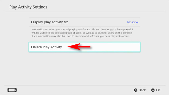 En Cambiar configuración de usuario, seleccione "Eliminar actividad de juego".
