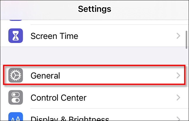 En Configuración en iPhone o iPad, toque "General".