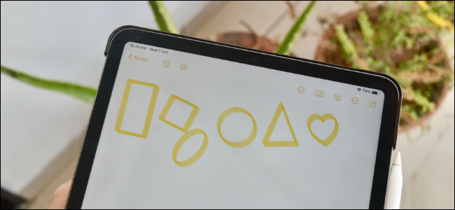 Usuario de iPad creando formas perfectas en la aplicación Notes