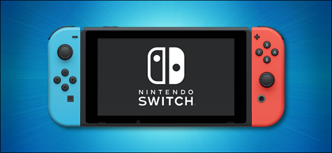 Consola Nintendo Switch sobre fondo azul