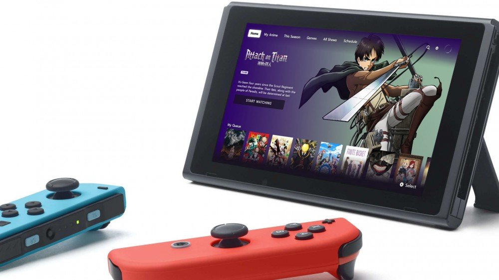 Nintendo Switch muestra la aplicación Funimation
