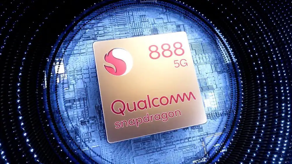 Una foto del chip Snapdragon 888 5G.
