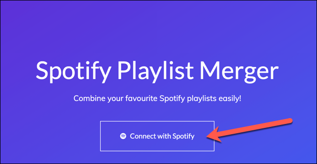 Presiona el botón "Conectar con Spotify" para que la herramienta de fusión de listas de reproducción de Spotify acceda a tu cuenta de Spotify.